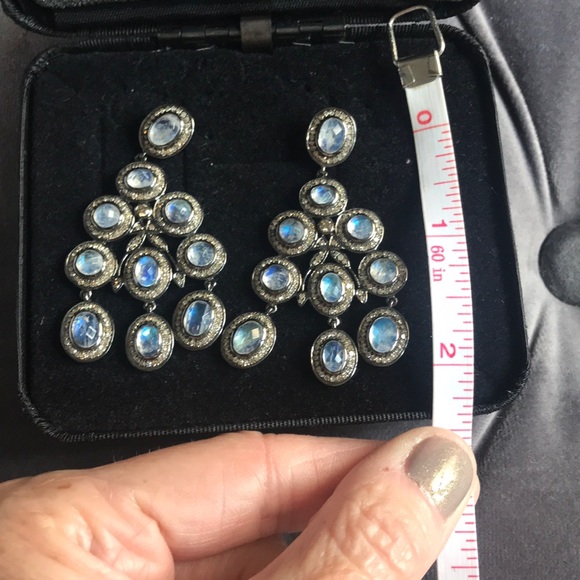 Rarities Moonstone & Diamond Chandelier Earrings - Picture 4 of 5